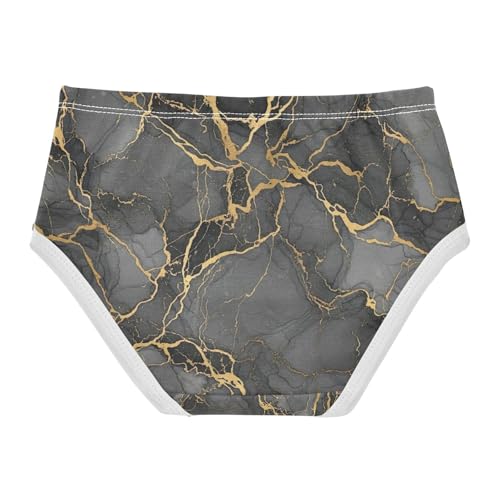 Toddler Girl Panties, Black Grey Marble Cotton Underwear for Girls, 2T–8 Years2