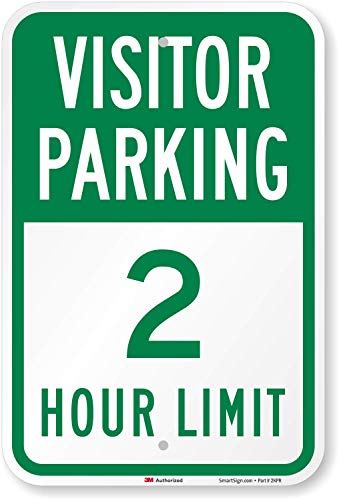 SmartSign - K-8556-HI-12x18 "Visitor Parking - 2 Hour Limit" Sign | 12" x 18" 3M High Intensity Grade Reflective Aluminum Green on White