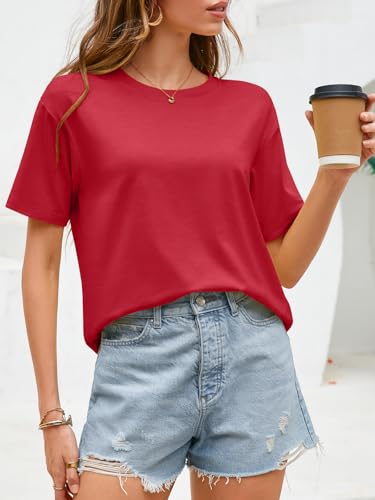 Image of UNCLECAT Womens Short Sleeve Crop Tops Summer Basic Cropped T Shirts | Workout,Casual,Crew Neck Tee,Boxy Loose Fit,Cotton Trendy Clothes