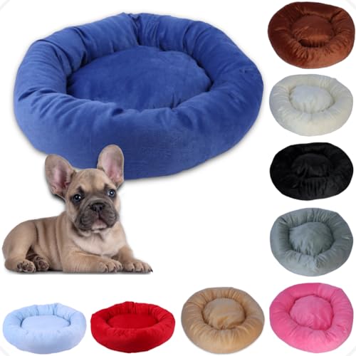 Cama Pet Redonda De Pelúcia Cachorro e Gato 50x50cm (Azul Bic)