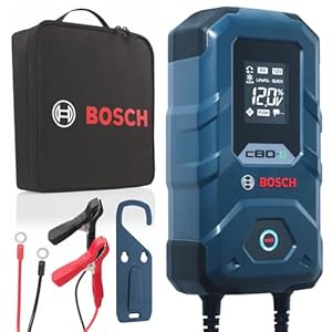 Bosch Cargador de Batería para Coche C80-Li, 15 Amperios, con Función de Carga Continua – para Baterías de Plomo-ácido, AGM, EFB, Gel y SLI, de 6V/12V, y de Litio (LiFePO) de 12V