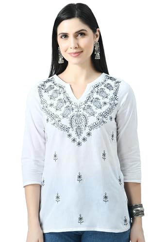 Image of QAZMI Women's Cotton Straight Embroidered Kurti