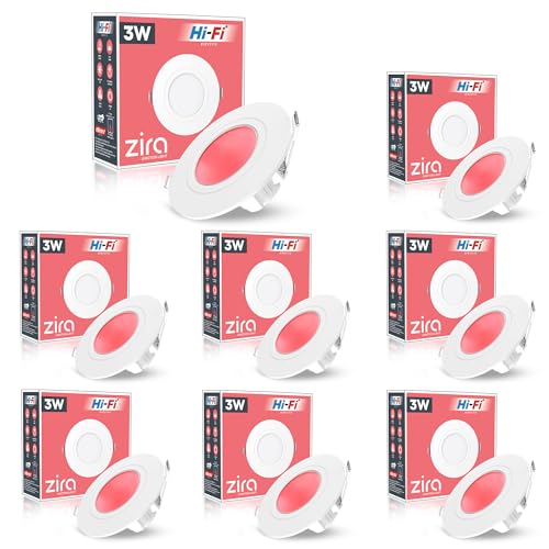 Image of elleys' ZIRA 3W LED Down Light (Red Light) Round Recessed Ceiling LED Light | Cut Out- 45 mm | BIS Certified & 4KV Surge Protection pop Lights for Ceiling (3W, Pack of 8)