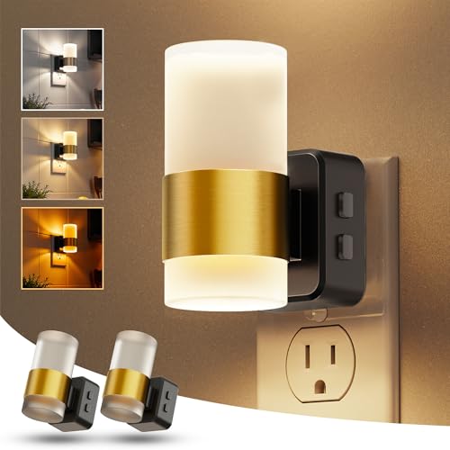Image of L LOHAS LED Night Lights Plug into Wall,[2-PACK] Acrylic Plug in Night Light with Dusk to Dawn Sensor,3CCT 1600K /2700K /5000K,Brightness Adjustable,180Rotating Nightlight for Adults Bathroom Bedroom