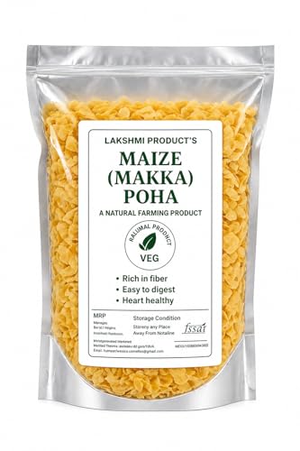 Makka Poha (Corn Flakes), Healthy Breakfast Cereal, High Fiber & Light Snack Option, Easy to Cook Crunchy Corn Flakes for Daily Meals, Nutritious & Tasty Grain – 1kg
