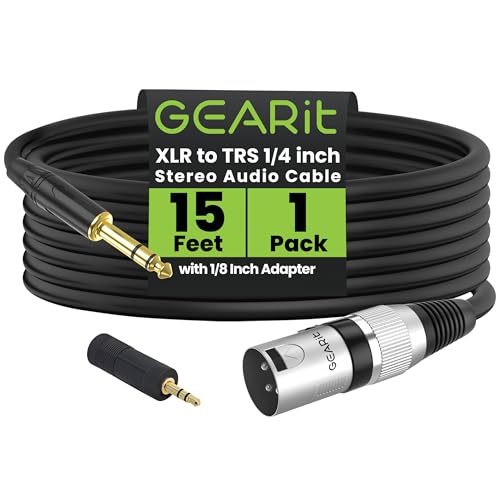 Cable XLR macho a TRS 6.35mm de 15 pies GEARit miniatura 1