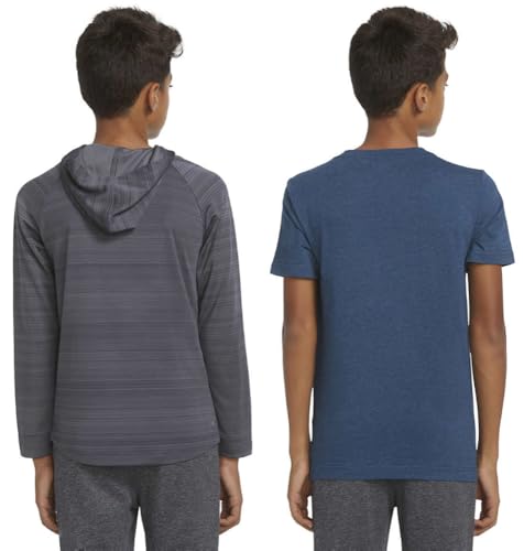 Hurley Boys' 2 Pack Hoodie and Tee Set (Gray/Blue, Small, 7/8)2