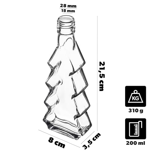 KADAX 5er Set Glasflaschen 200ml mit Schraubverschluss – Leere kleine Flaschen zum Befüllen für Likör, Schnaps, Öl, Essig & Sirup… – Ansicht 3