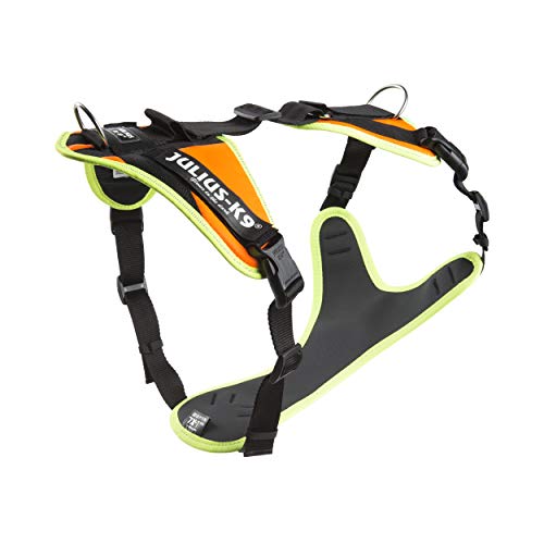 Julius-K9 16MTR-for-L-XL Mantrailing & Outdoor Hundegeschirr, Größe: L-XL, UV orange mit neon Rand