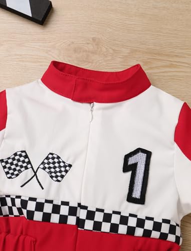 OBEEII Baby Boys 1st 2nd Birthday Outfit Girls Race Car Driver Romper Cake Smash Photoshoot Jumpsuit One Piece Racer Outfit4