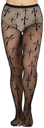 ToBeInStyle Women's Full Footed Gothic Cross Pantyhose4