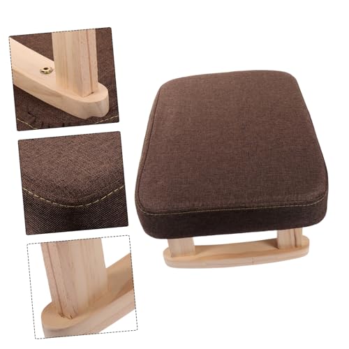 Banco reposapiés rectangular de madera PRETYZOOM con asiento acolchado de tela 8