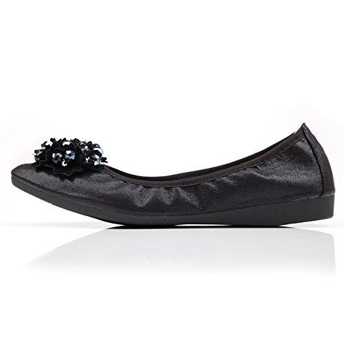 Meeshine Womens Foldable Soft Pointed Toe Ballet Flats Rhinestone Comfort Slip on Flat Shoes2