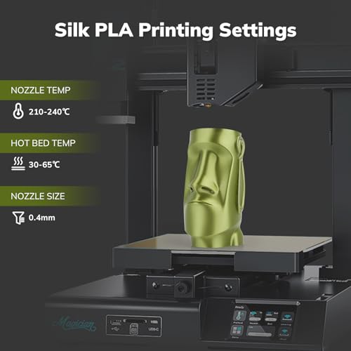 Image of AMOLEN Silk PLA 3D Printer Filament, Shiny Silk Bronze Green Metal Silk PLA Filament 1.75mm, High Speed 3D Printing PLA Filament for Most FDM 3D Printer, 1kg Spool(2.2lbs)