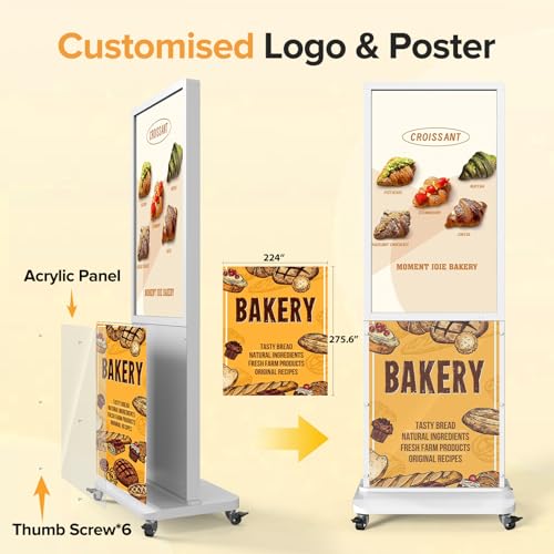 Image of Digital Signage 43 Inch Touchscreen Interactive Kiosk Floor Standing Advertising Display 700 Nits 4K UHD IPS LCD with Android 14 System Vertical Poster with Remote Control