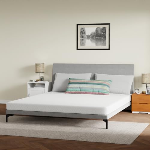 Image of FDW | 5 Inch California King Mattress | Medium Firm | Gel Memory Foam Mattress | White | Bed in a Box, CertiPUR-US Certified | Pressure Relief, Cooling Ventilated Foam | Washable Removable Cover
