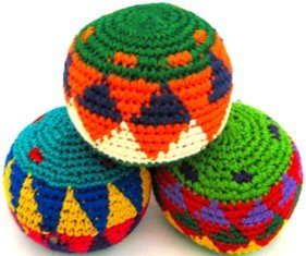 Funny Guy Mugs Hacky Sacks, Multicolored Crochet Assorted Geometric Pattern Hacky Ball, Foot Bag Kick Sack, Indoor And Outdoor Toys For Kids And Adults, Set Of 3 #TOP1