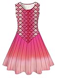 Summer Mermaid Dresses for Little Kids GILR 4 5 Years Old 3D Floral Printed Red Twirly Sleeveless...