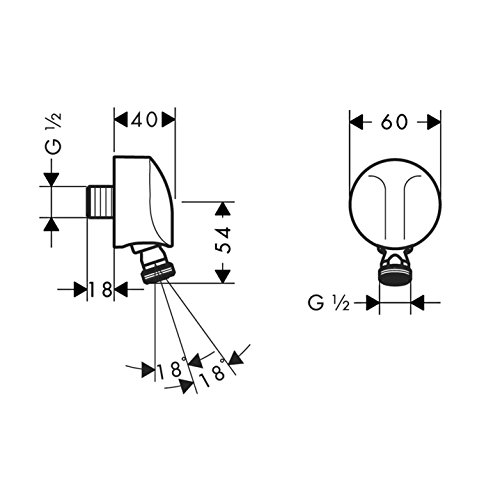 Hansgrohe 27505000 FixFit E cromo conector de pared para flexo de ducha 3