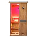 HKXSC Outdoor Sauna 1 Person, African Mahogany Wood Steam Sauna Room with Negative ions?red Light Therapy for Backyard, 2.5KW/240V, 40.20" W x 43.35" D x*83.93" H