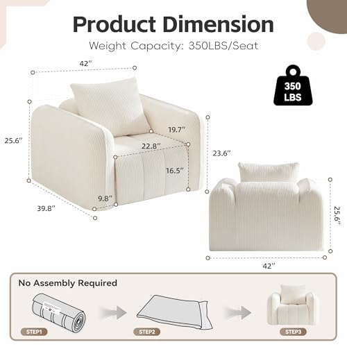 Sillón Plegable Corduroy Blanco miniatura 2
