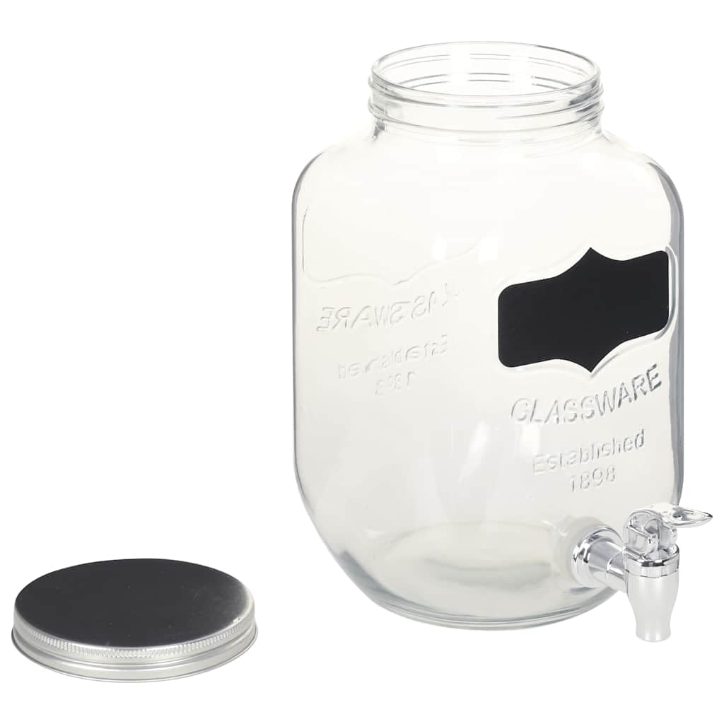 Lot de 2 distributeurs de boissons de 4 l en verre avec support et robinets