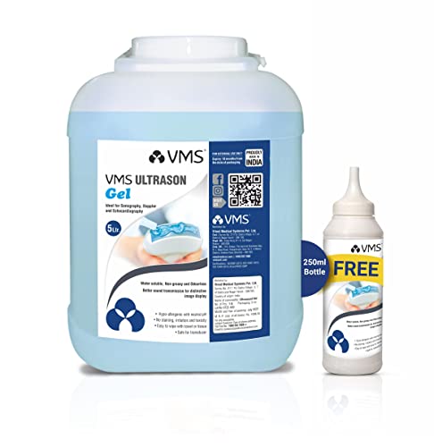 VMS Ultrason/Physiotherapy Ultrasound Gel 5 Litre Jar (Blue) with free 250 ml ultrasound gel
