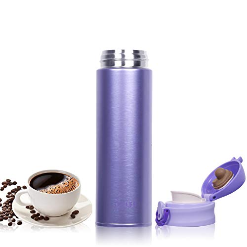 Diller Vacuum Insulated Water Bottle,Stainless Steel Thermal Coffee Travel Mug Bpa-Free Thermos Flask ,Keeps Cold 24H, Hot 12H,17 Oz (Purple) #TOP3