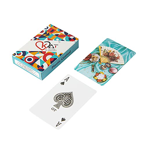 Image of KAT 3 Piece Playing Cards Plastic Coated Design A C D Multicolour Pack Premium Art Card Paper Decks for Bridge Rummy Poker Holi Diwali Taash Game Nights Party & Fun