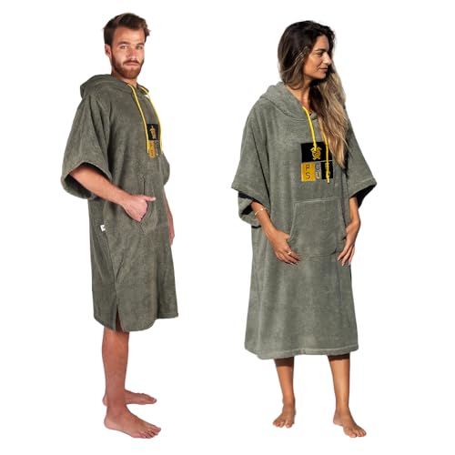 Photo de Pacifique Sud Surf Poncho - Peignoir de Serviette Polyvalent avec Manches, Capuche et Poche Avant - Coton Premium, idéal pour Le Surf, La Natation et Les Sports de Plein Air - Unisexe, Taille Unique