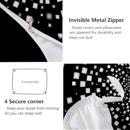 Housse de Couette Motif Cubes Parure de Lit Microfibre avec Zip invisible - 7