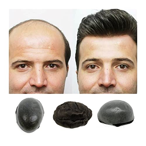 Toupet pour hommes en cheveux humains ondulés avec base tout PU mince de 8x10 pouces