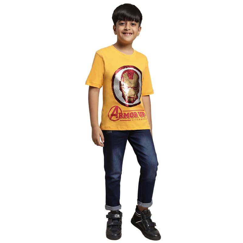 Image of Kidsville Spiderman Printed Regular Fit Orange Cotton Boy's T-Shirt