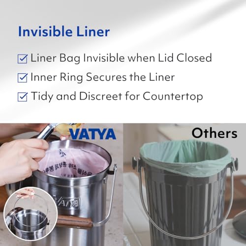 Cubo de compost de acero inoxidable para cocina y contenedor compacto de compostaje con tapa 7