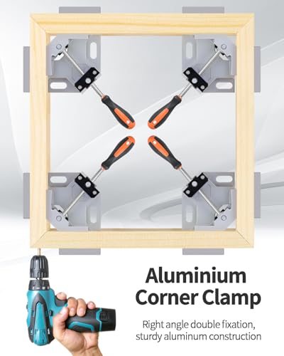 Image of TANYO Corner Clamp 4pcs 90 Degree Right Angle Clamp with Adjustable Aluminum Alloy Swing Jaw, 90 Single Handle Clamps Woodworking Tool for Welding, DIY, Wood Working