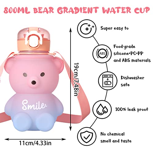 Smilcloud Kawaii Water Bottle With Straw - Image 2