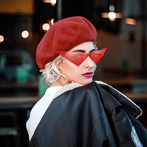 4 Pairs Triangle Sunglasses Frameless Space Eye Sunglasses Rimless Pointy Glasses Men Party Prom Eyewear for Women and Men4