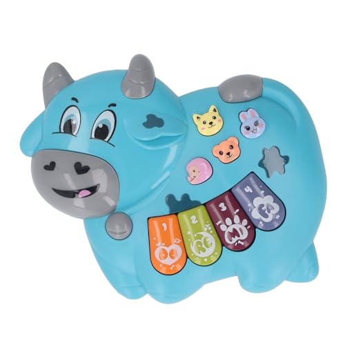 Piano Toy, Baby Piano Toy Cow Shaped Keyboard with Light and Music for Kids Early Education (blue)