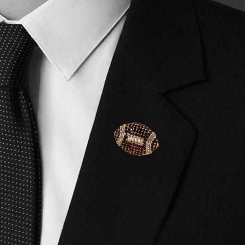 Image of Crystal Football, American Ball Brooch Pin,Suit Stud, Shirt Studsfor women for men，Dainty Christmas Wedding Birthday Holiday Jewelry Unisex Clothing Accessories
