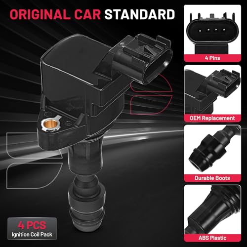 Image of BDFHYK Ignition Coils Pack UF491 Compatible with Chevrolet Cobalt Equinox HHR Malibu 2008-2014 Buick LaCrosse Regal Verano GMC Terrain Pontiac G5 G6 l4 2.0L 2.4L Chevy Oem Coils Pack Set of 4