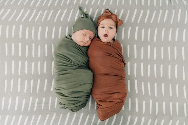 Miniatura 5 de Mebie Baby - Sábana de muselina gris para cuna, sábanas suaves y transpirables para bebés, ropa de cama neutra moderna para cunas, sábana bajera de