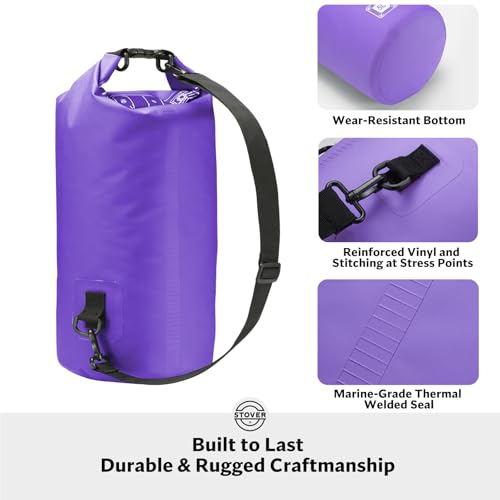 Image of STOVER 5 /10 /25 /30 /40L Waterproof Dry Bag, Small Lightweight Roll Top Dry Bag Backpack w /Waterproof Phone Case, Kayaking, Travel, Hiking, Fishing, Tubing, Camping, the Beach, Men /Women (Purple)