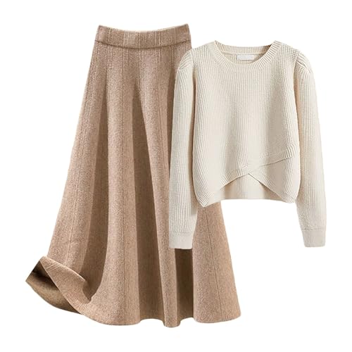 Ensemble tricoté pull asymétrique beige contre le froid avec style