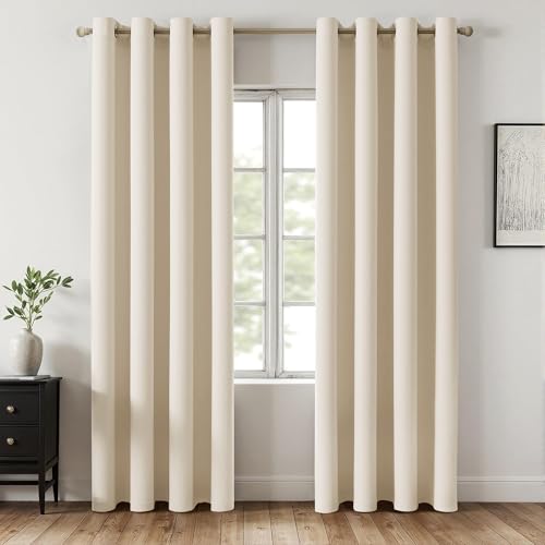 Image of MIULEE Birch Blackout Bedroom Curtains Drapes 96 Inch Long 52 inchx96 inch | Grommet Top, Room Darkening Window Drapes, Privacy Protection, Thermal Insulated, Heat Blocking, Light Blocking