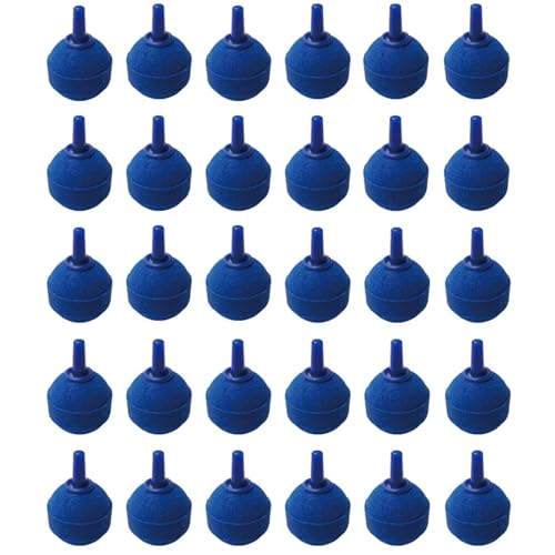 FUKUMIDO エアー ストーン 水槽 丸 小型 ディフューザー 魚 水草 メダカ アクアリウム 飼育 釣り 金魚 熱帯魚 25mm ブルー 30個 セット