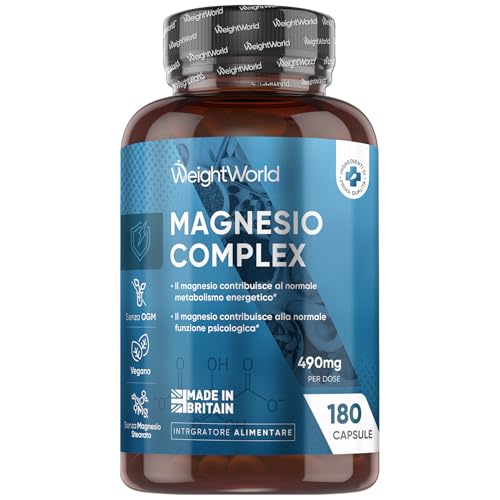 Magnesio Completo Vegano 490mg, 180 Capsule, Complex 5 in 1