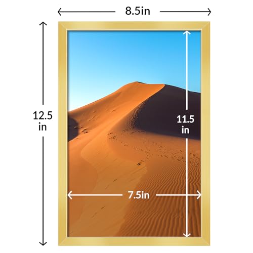 Image of LaVie Home 8x12 Picture Frame for Wall Display, 8x12 Gold Picture Frame with HD Plexiglas, 8 x 12 Poster Frame 1 Pack, Display Frame for Vertical or Horizontal, Classic Collection