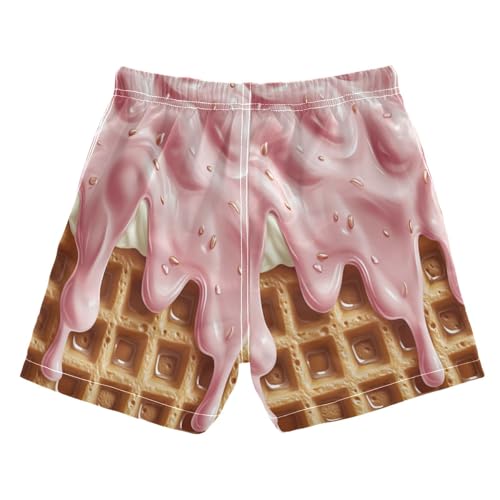 Boccsty Pink Milk White Glaze Ice Cream Boys Swim Trunks Baby Kids Swimwear Summer Toddler Beach Board Shorts 2T2