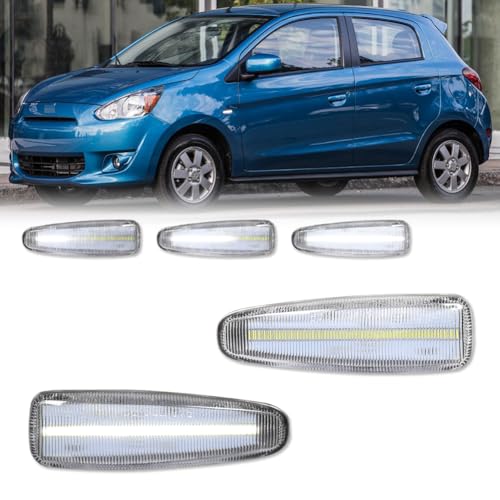 GTINTHEBOX Clear Lens Sequential White LED Side Marker Light Turn Signal Lamps for Mitsubishi Lancer EVO X Mirage G4 Outlander Sport by GTINTHEBOX - Used condition - US$12.07