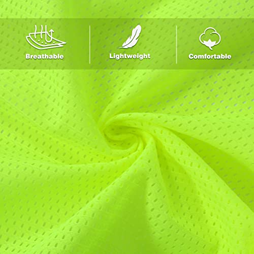 Besmall Reflective Safety Vest, High Visibility Mesh Vest With Pockets And Zipper Green Free Size #TOP4